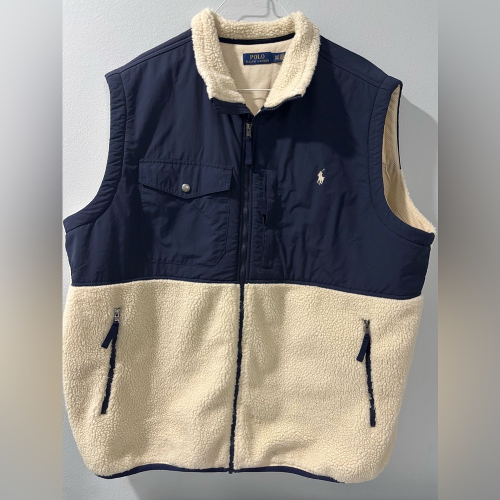 Ralph Lauren Cream and Navy Fleece Vest